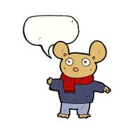 cartoon mouse in clothes with speech bubble N12