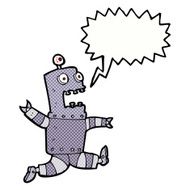 cartoon terrified robot with speech bubble N11