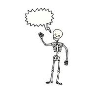 cartoon waving skeleton with speech bubble N12