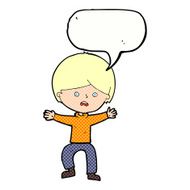 cartoon boy panicking with speech bubble N34