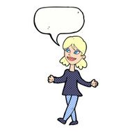 cartoon woman with no worries speech bubble N45