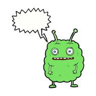 cartoon funny alien monster with speech bubble N11