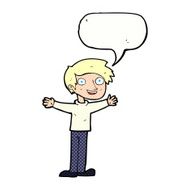 cartoon enthusiastic man with speech bubble N12