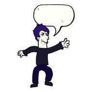cartoon vampire man with speech bubble N134