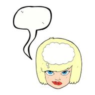 cartoon woman thinking with speech bubble N43