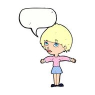 cartoon woman with open arms speech bubble N111