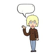 cartoon shocked woman waving hand with speech bubble N12