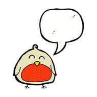 funny cartoon christmas robin with speech bubble N13