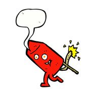 cartoon funny firework character with speech bubble N23