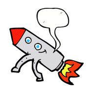 cartoon happy rocket with speech bubble N12
