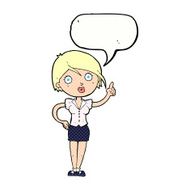 cartoon pretty woman with idea speech bubble N77