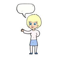cartoon welcoming woman with speech bubble N12