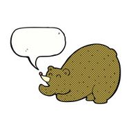 cartoon stretching bear with speech bubble N4