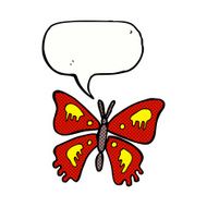 cartoon butterfly with speech bubble N3