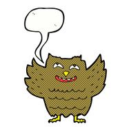 cartoon happy owl with speech bubble N12