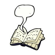 cartoon open book with speech bubble N4