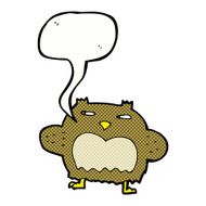 cartoon suspicious owl with speech bubble N12
