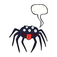 cartoon gross halloween spider with speech bubble N22