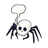 cartoon spooky halloween skull spider with speech bubble N12