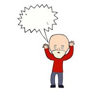 cartoon bearded man panicking with speech bubble N12
