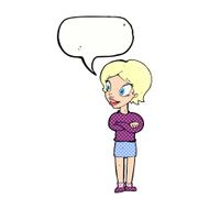 cartoon pretty woman with speech bubble N306