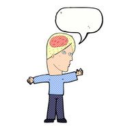 cartoon man with brain speech bubble N12