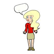 cartoon woman shrugging shoulders with speech bubble N551