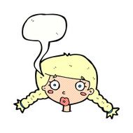 cartoon confused female face with speech bubble N11