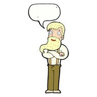 cartoon bearded hipster man with speech bubble N12