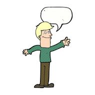 cartoon happy man waving with speech bubble N45