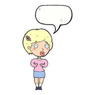 cartoon surprised woman with speech bubble N273