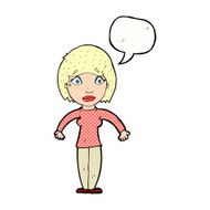 cartoon surprised woman with speech bubble N274