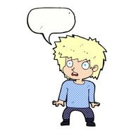 cartoon frightened boy with speech bubble N22