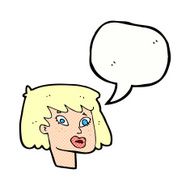 cartoon pretty female face with speech bubble N107