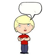 cartoon happy man with folded arm speech bubble N11