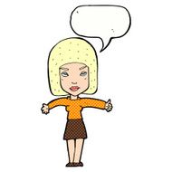 cartoon woman giving thumbs up symbol with speech bubble N76