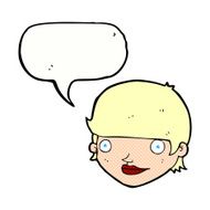 cartoon happy female face with speech bubble N208