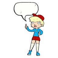 cartoon skater girl giving thumbs up symbol with speech bubble N12
