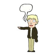 cartoon terrified man pointing with speech bubble N12