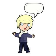 cartoon unhappy boy with speech bubble N66