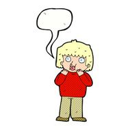 cartoon worried boy with speech bubble N34