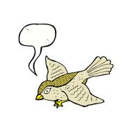 cartoon flying bird with speech bubble N18