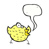 cartoon happy bird with speech bubble N41