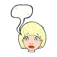 cartoon worried female face with speech bubble N11