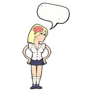 cartoon intelligent woman with speech bubble N23