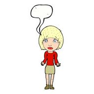 cartoon woman shrugging shoulders with speech bubble N553