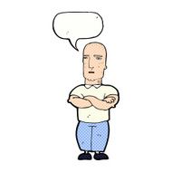 cartoon annoyed bald man with speech bubble N12