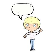 cartoon waving boy with speech bubble N23
