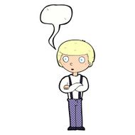 cartoon staring boy with speech bubble N34