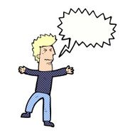 cartoon stressed man with speech bubble N75
